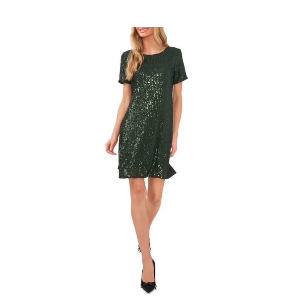 Cece sequins mini cocktail party dress pine green size medium new